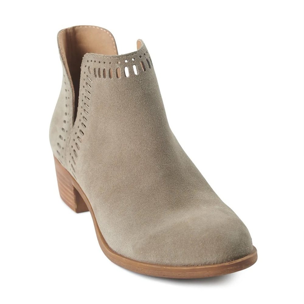 Lucky Brand Bustina Gray Suede Ankle Booties